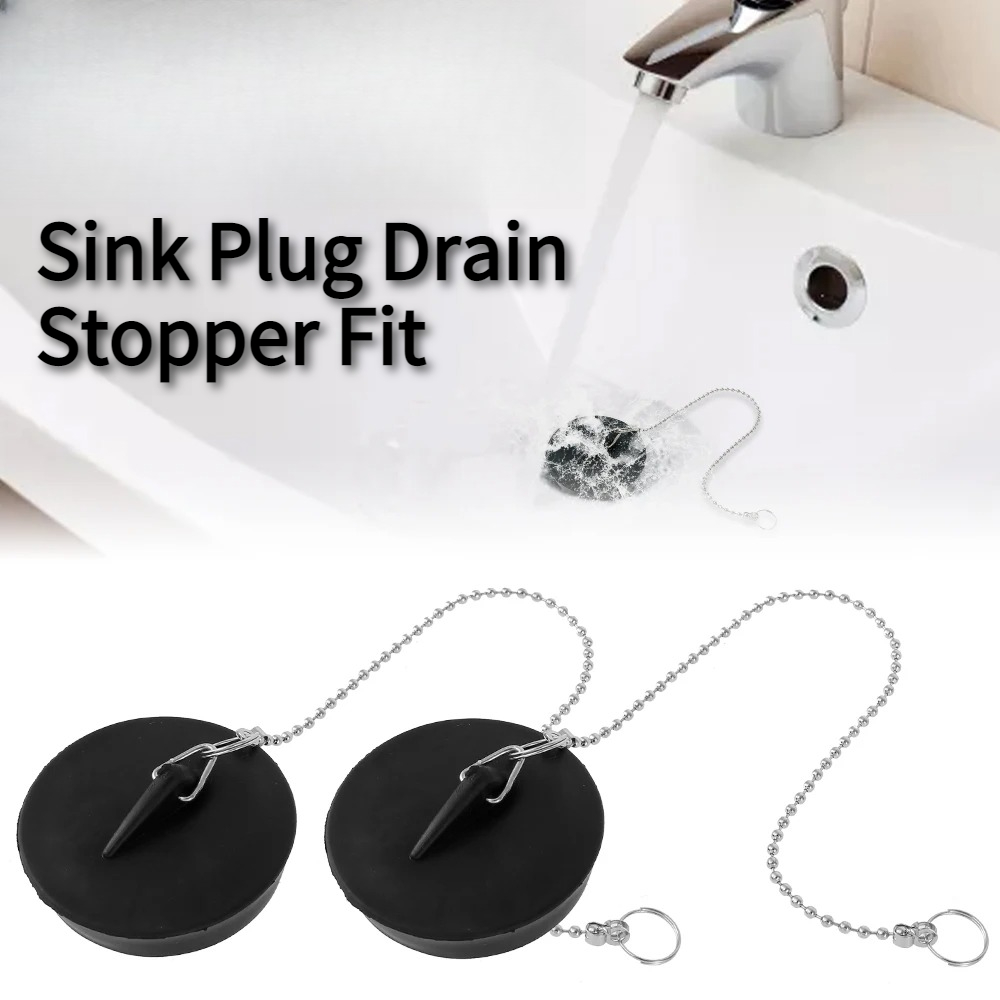 Drain Pipe Clip - จุกปิดอ่างล้างจานแบบมีโซ่ลูกปัด 2/4/8 ชิ้น จุกยางอุดท่อระบายน้ำอเนกประสงค์ สำหรับอ่างอาบน้ำ อุปกรณ์ครัว