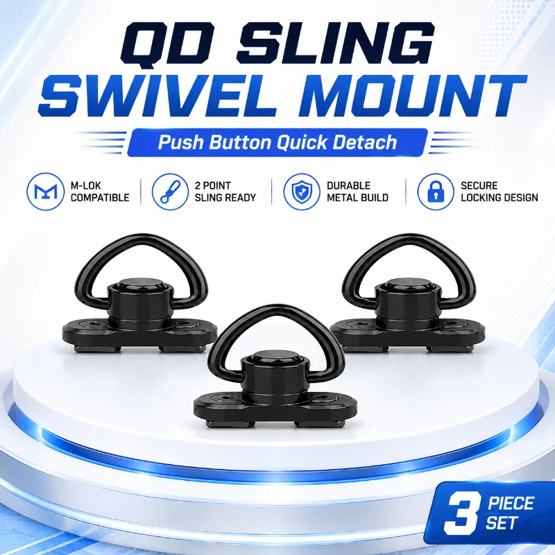 Push Fit Connector - ตัวเชื่อมสายสะพายแบบปลดเร็วพร้อมปุ่มกด ใช้ได้กับราง Mlok สายสะพายแบบสองจุดสำหรับอุปกรณ์เสริมสำหรับโมเดลงานอดิเรก
