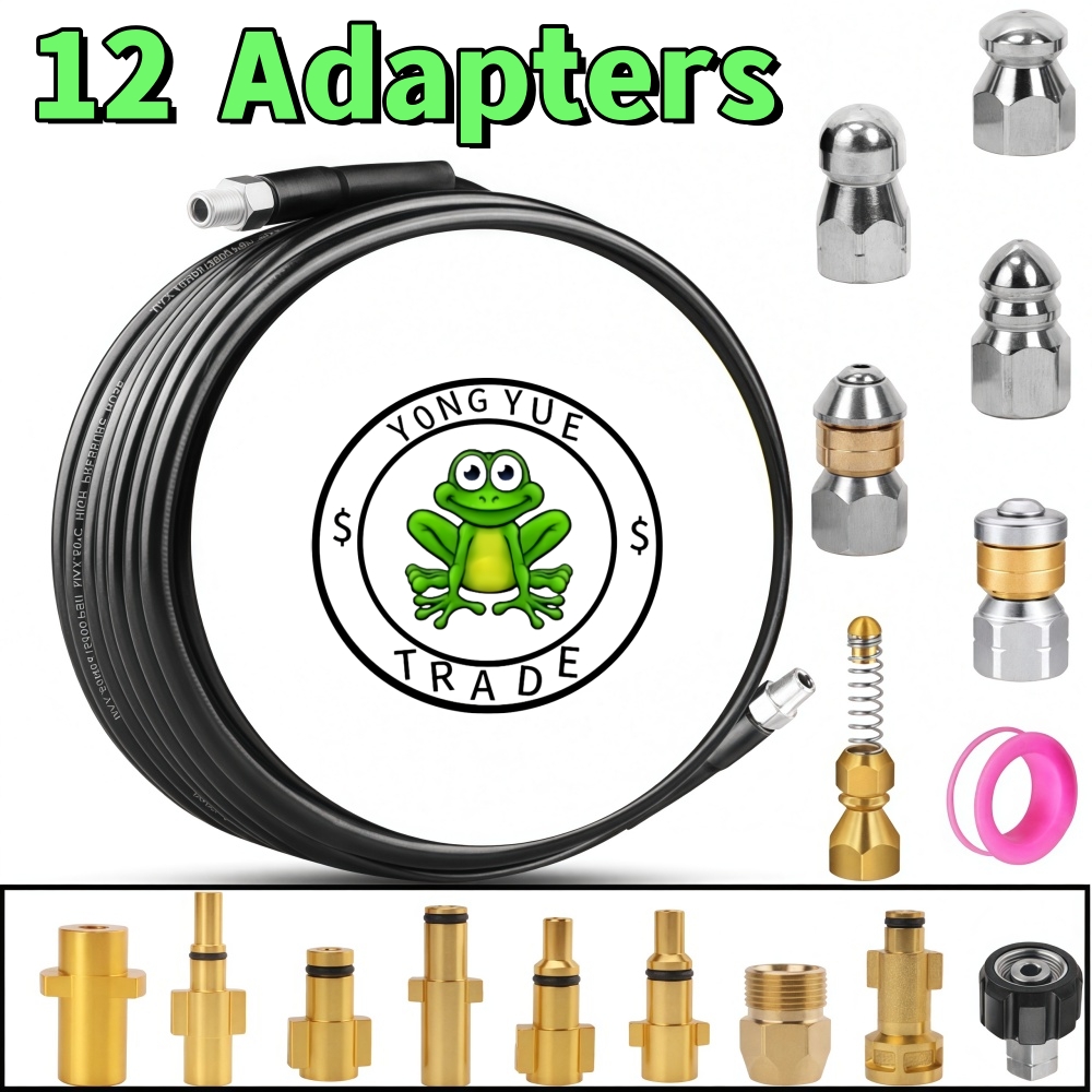 Drain Pipe Clip - ชุดเครื่องฉีดน้ำแรงดันสูง 5~50 เมตร 5800psi สำหรับทำความสะอาดท่อระบายน้ำ พร้อมสายฉีด